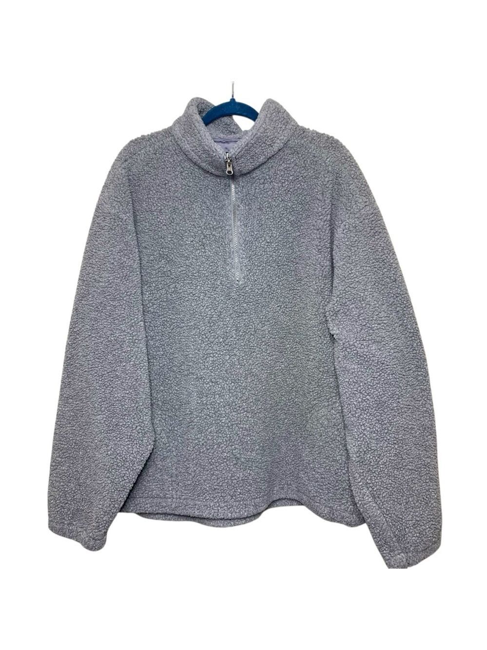 KAID Vintage 90s Gray Fleece Sweater Jacket Sz 2XL 1/2 Zip Warm Outdoors Layer